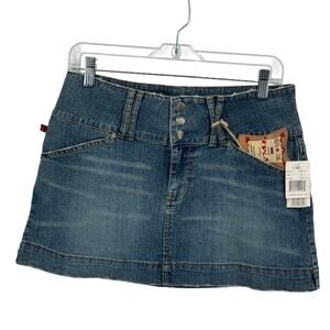YMI‎ Micro Mini Y2K Skirt SZ 13 Blue Women's VTG Distressed Streetwear Gyaru NEW